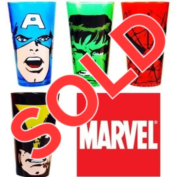 SOLD Marvel Comics Collector Heroes Faces 4pc Glassware Set New 2010 spiderman - Picture 1 of 15